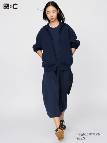 Uniqlo Sweat هوديي بسحاب كامل وكبير الحجم in Saudi Arabia