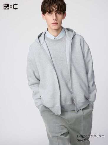 Uniqlo Sweat هوديي بسحاب كامل وكبير الحجم in Saudi Arabia