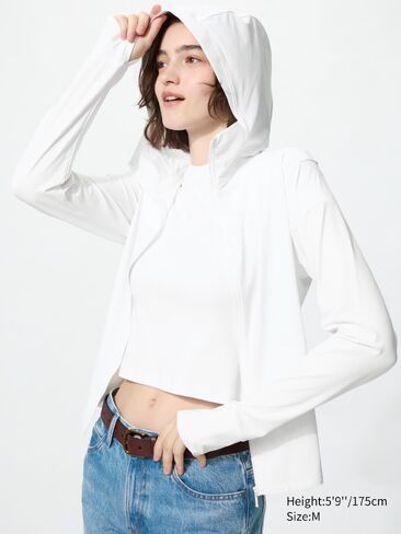 سترة Uniqlo فائقة التمدد AIRism للحماية من الأشعة فوق البنفسجية بسحاب كامل in Saudi Arabia