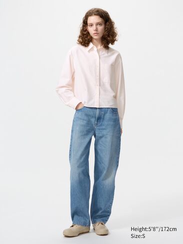 Uniqlo Oxford Boxy Cropped Shirt | Striped in Saudi Arabia