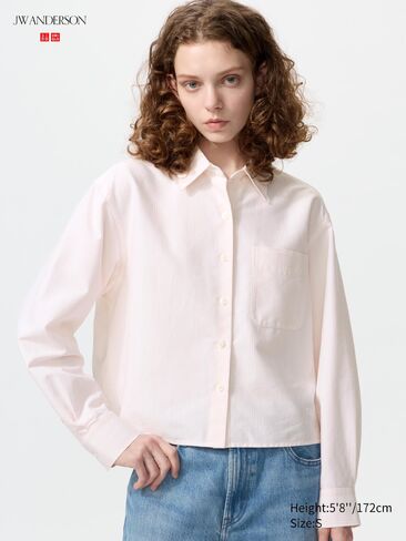 Uniqlo Oxford Boxy Cropped Shirt | Striped in Saudi Arabia