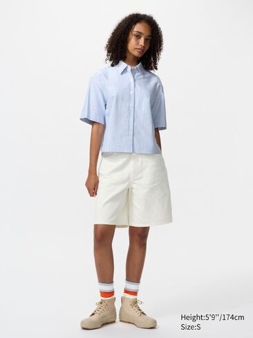 Uniqlo Oxford Boxy Short Sleeve Shirt | Striped in Saudi Arabia
