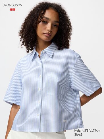 قميص Uniqlo أكسفورد بوكسي بأكمام قصيرة | مخطط in Saudi Arabia
