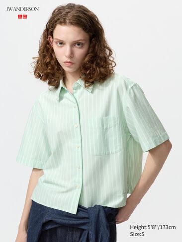 Uniqlo Oxford Boxy Short Sleeve Shirt | Striped in Saudi Arabia