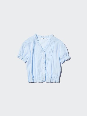 Uniqlo Cotton Dobby V-Neck Blouse in Saudi Arabia