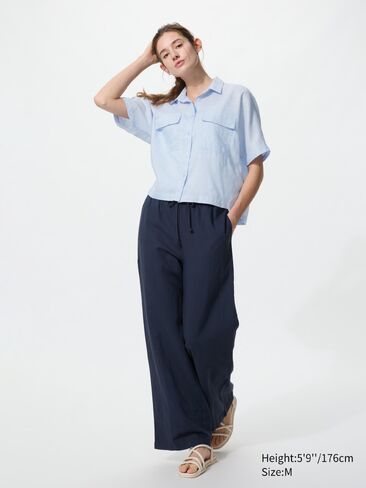Uniqlo Premium Linen Skipper Boxy Shirt | Short Sleeve in Saudi Arabia