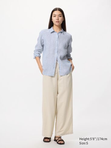 Uniqlo Premium Linen Shirt | Striped in Saudi Arabia