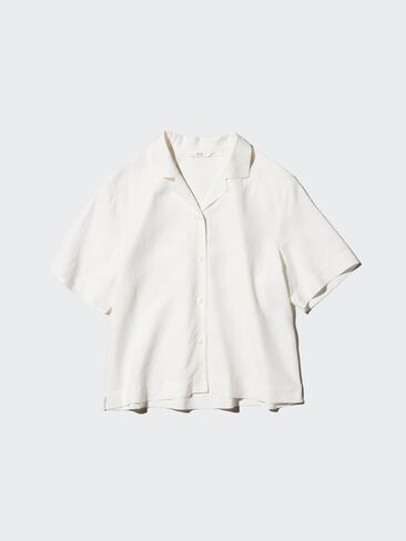 Uniqlo Linen Blend Open Collar Shirt | Short Sleeve in Saudi Arabia