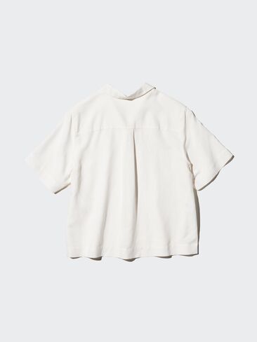 Uniqlo Linen Blend Open Collar Shirt | Short Sleeve in Saudi Arabia
