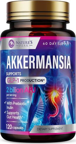 Akkermansia Probiotic with Prebiotic Fiber - Akkermansia Muciniphila GLP-1 Probiotics for Women & Men - Digestive, Gut, Overall Health & Immune Support, Third-Party Tested, Gluten-Free - 120 Capsules in Saudi Arabia