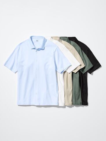 Uniqlo AIRism Cotton Pique Full Open Polo Shirt in Saudi Arabia