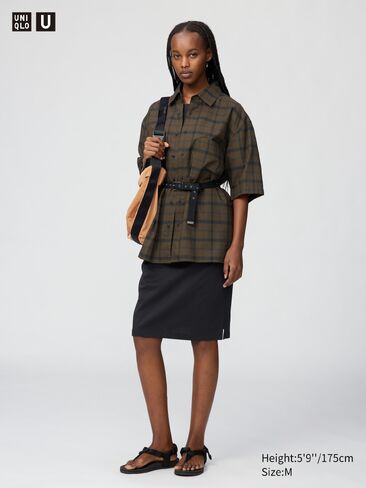 Uniqlo Boxy Shirt | Short Sleeve | Checked in Saudi Arabia