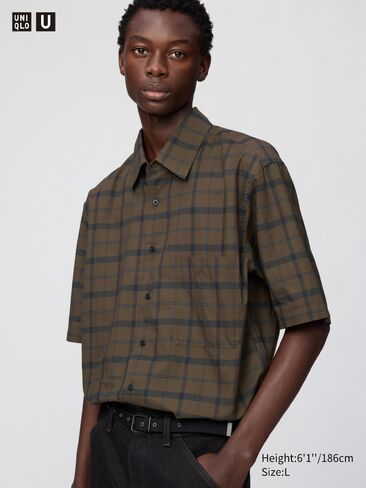 Uniqlo Boxy Shirt | Short Sleeve | Checked in Saudi Arabia