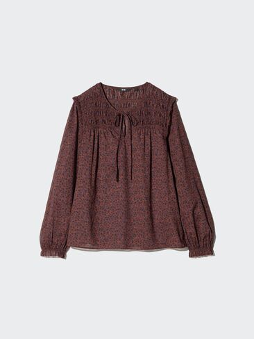 Uniqlo Light Cotton Shirring Blouse | Print in Kuwait