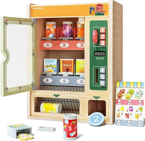 TOP BRIGHT Wooden Ice Cream Pretend Play Toys, Play Kitchen Set for Kids with Ice Cream Counter & Scoop & Menu, Montessori Toys for Boys Girls Capybara Gift Age 3+ in Kuwait