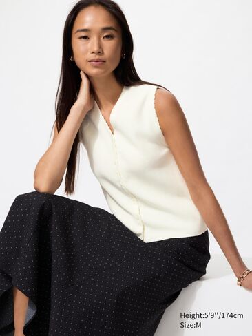 Uniqlo Scalloped V-Neck Sweater | Sleeveless in Saudi Arabia