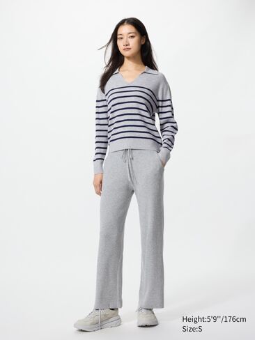 Uniqlo Washable Knit Ribbed Polo Sweater | Striped in Saudi Arabia