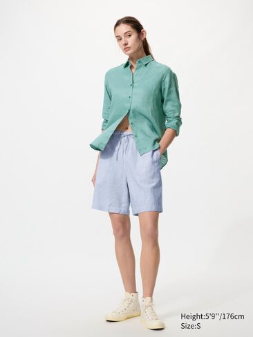 Uniqlo Linen Blend Easy Shorts | Stripe in Saudi Arabia