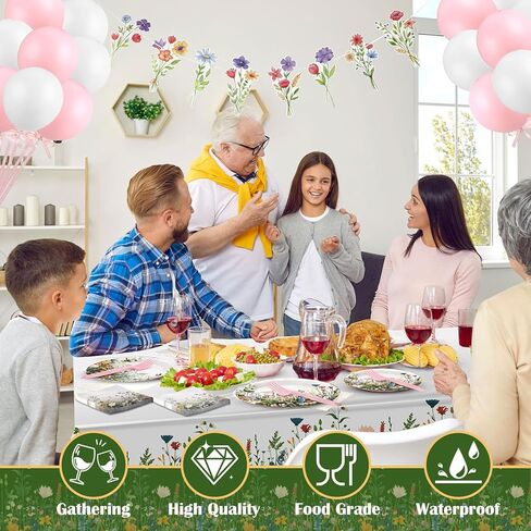 Yungyan 208 Pieces Winter Snowflake Party Supplies Blue Purple Wonderland Disposable Tableware Christmas Snowflake Set Plates Napkins Cups Cutlery Tablecloth Balloons Banner & Cake Toppers, 24 Guests in Saudi Arabia