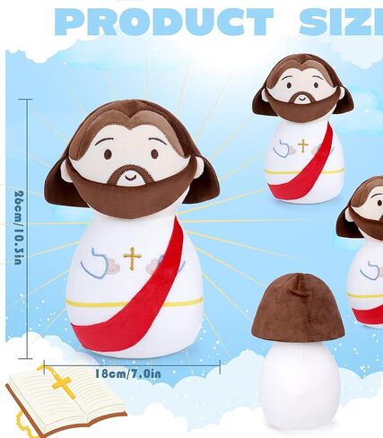 دمية يسوع المحشوة من القطيفة: لعبة صديقي يسوع القطيفة، المنقذ الديني الكلاسيكي للمسيح، حيوان محشو لطيف، هدية عيد الفصح المسيحية للأطفال المسيحيين (10 بوصة) in Kuwait