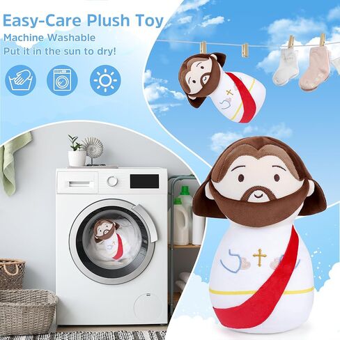 دمية يسوع المحشوة من القطيفة: لعبة صديقي يسوع القطيفة، المنقذ الديني الكلاسيكي للمسيح، حيوان محشو لطيف، هدية عيد الفصح المسيحية للأطفال المسيحيين (10 بوصة) in Kuwait