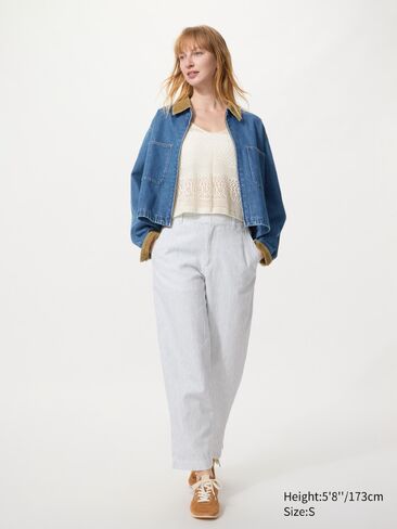 Uniqlo Linen Cotton Tapered Pants | Striped in Saudi Arabia