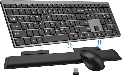 Wireless Keyboard and Mouse Combo, EAYBLLY 2.4G Full-Size Slim Thin Wireless Keyboard Mouse for Windows, Computer, Desktop, PC, Laptop Mac (Silver White) in Saudi Arabia