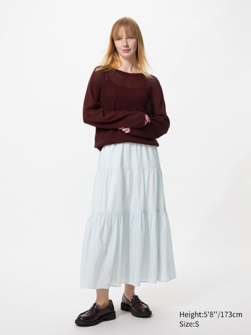 Uniqlo Tiered Maxi Skirt | Stripe in Saudi Arabia
