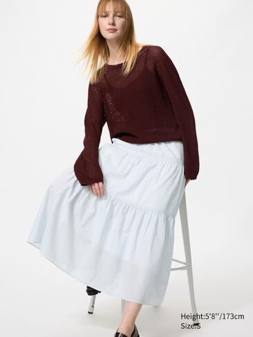 Uniqlo Tiered Maxi Skirt | Stripe in Saudi Arabia