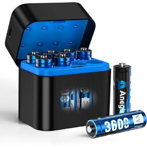 بطاريات ليثيوم AA قابلة لإعادة الشحن، 8 عبوات مع شاحن سريع، بطاريات ليثيوم AA بقدرة 3600 مللي واط في الساعة للكاميرا الخارجية الوامضة، بطاريات الكاميرا ذات الإخراج الثابت 1.5 فولت لإعادة شحن ما يصل إلى 2000+ مرة (أخضر) in Kuwait