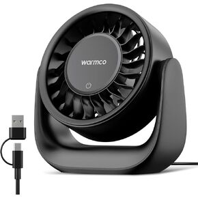 مروحة USB من Warmco مع تحكم باللمس، (بدون بطارية) مروحة مكتب شخصية صغيرة، قابس USB-A وUSB-C، تدفق هواء قوي 3 سرعات، مراوح طاولة هادئة للمنزل والمكتب in Kuwait