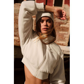 Alo Yoga Polar Fleece Cropped Wintry Mix Jacket - Ivory in Kuwait