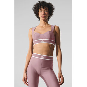 حمالة صدر Alo Yoga Airlift Alignment - كوارتز سموكي/أبيض in Kuwait