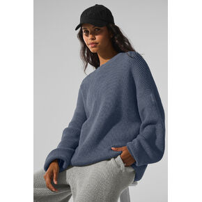 Alo Yoga Domain Rib Knit Crew Sweater - Bluestone in Kuwait