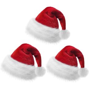 Santa Hat, Christmas Hats Holiday for Adults Unisex Velvet Comfort Extra Thicken Fur Xmas Hat for New Year Festive Party Decorations in Saudi Arabia