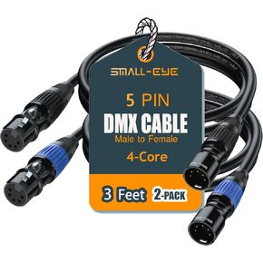 كابل DMX ذو 5 دبابيس صغيرة الحجم بطول 3 أقدام و4 حزم - كابل DMX512 لإضاءة المسرح ذكر إلى أنثى (3 بوصات) in Kuwait