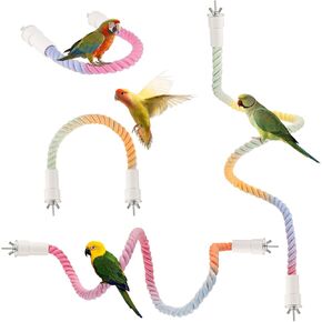 2 Peices Bird Rat Climbing Rope Net Toy for Cage, Bird Rope Perch Swing, Ladder Rope Bridge Hanging Hammock, for Gerbil, Mouse, Mice, Parrot, Bird in Kuwait