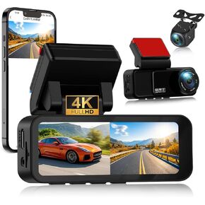 4K Dual Dash Cam Front and Rear, 4K+2K FHD Car Camera,Dash Camera for Cars Car Camera with GPS WiFi App Control 150° Wide Angle Night Vision G-Sensor Loop Recording 24H Parking Monitoring in Kuwait