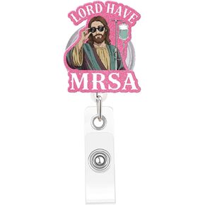 Funny Nurse Badge Reel, Lord Have MRSA Badge Holder with Retractable Clip, Cute Gifts for Nursing Student RN LPN CNA MA Medical Worker Teacher Doctor in Saudi Arabia
