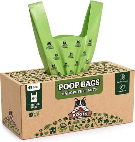 Pogi's Compostable Poop Bags with Easy-Tie Handles – Leak-Proof, Extra-Large, Made with Plants (Single Roll, 250-Count) in Saudi Arabia
