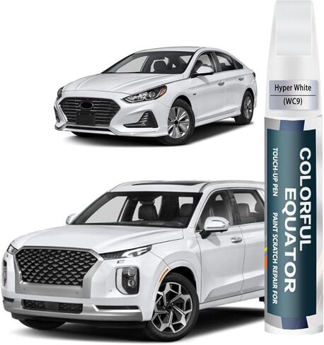 طلاء لمسات السيارة (SAW Atlas White/Lunar White) متوافق مع Hyundai، قلم طلاء السيارة لإصلاح الخدوش، طلاء لمس اثنين في واحد، مزيل خدوش السيارة الفاخر للخدوش العميقة in Kuwait