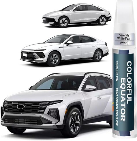 طلاء لمسات السيارة (SAW Atlas White/Lunar White) متوافق مع Hyundai، قلم طلاء السيارة لإصلاح الخدوش، طلاء لمس اثنين في واحد، مزيل خدوش السيارة الفاخر للخدوش العميقة in Kuwait