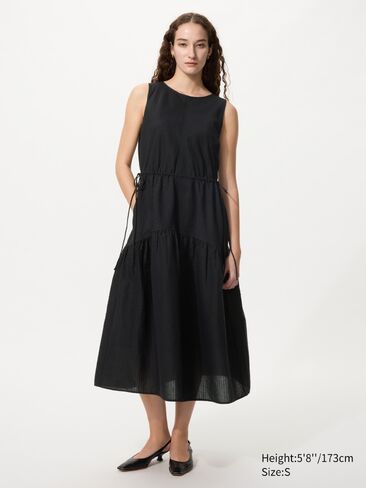 Uniqlo Linen Blend Tiered Dress in Saudi Arabia