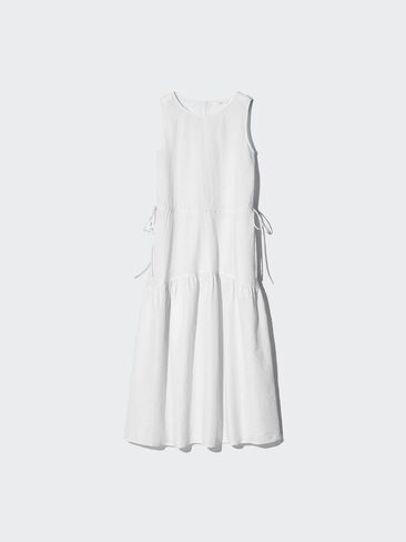 Uniqlo Linen Blend Tiered Dress | Stripe in Saudi Arabia