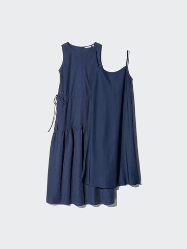 Uniqlo Linen Blend Tiered Dress | Stripe in Saudi Arabia