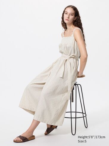 Uniqlo Linen Blend Tucked Jumpsuit | Striped in Saudi Arabia