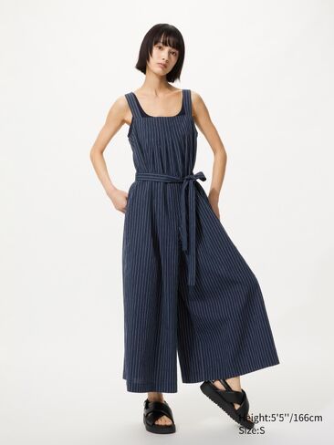 Uniqlo Linen Blend Tucked Jumpsuit | Striped in Saudi Arabia