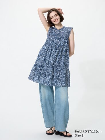Uniqlo Light Cotton Tiered Dress | Print in Saudi Arabia
