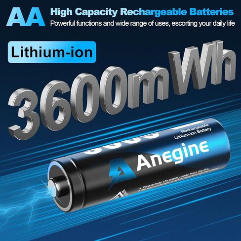 بطاريات ليثيوم AA قابلة لإعادة الشحن، 8 عبوات مع شاحن سريع، بطاريات ليثيوم AA بقدرة 3600 مللي واط في الساعة للكاميرا الخارجية الوامضة، بطاريات الكاميرا ذات الإخراج الثابت 1.5 فولت لإعادة شحن ما يصل إلى 2000+ مرة (أخضر) in Kuwait