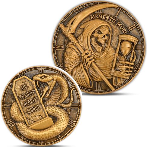 Memento Mori Coin - Symbolizing Life and Death with Skull and Tree of Life Design, Includes Acrylic Display Box, Perfect Keepsake for Enthusiasts (Single Coin) in Saudi Arabia